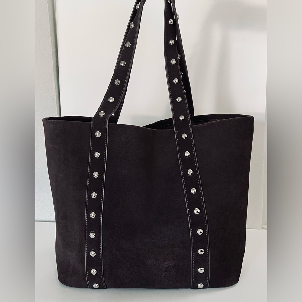 Evereve Sloane Studded Suede Leather Tote Bag NWT - Picture 8 of 14